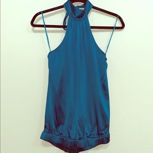 Express silk teal halter top